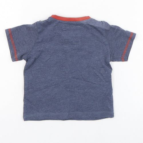 TU Boys Blue Striped Camel Basic T-Shirt Size 3-6 Months Round Neck Pullover - Lion, Tiger