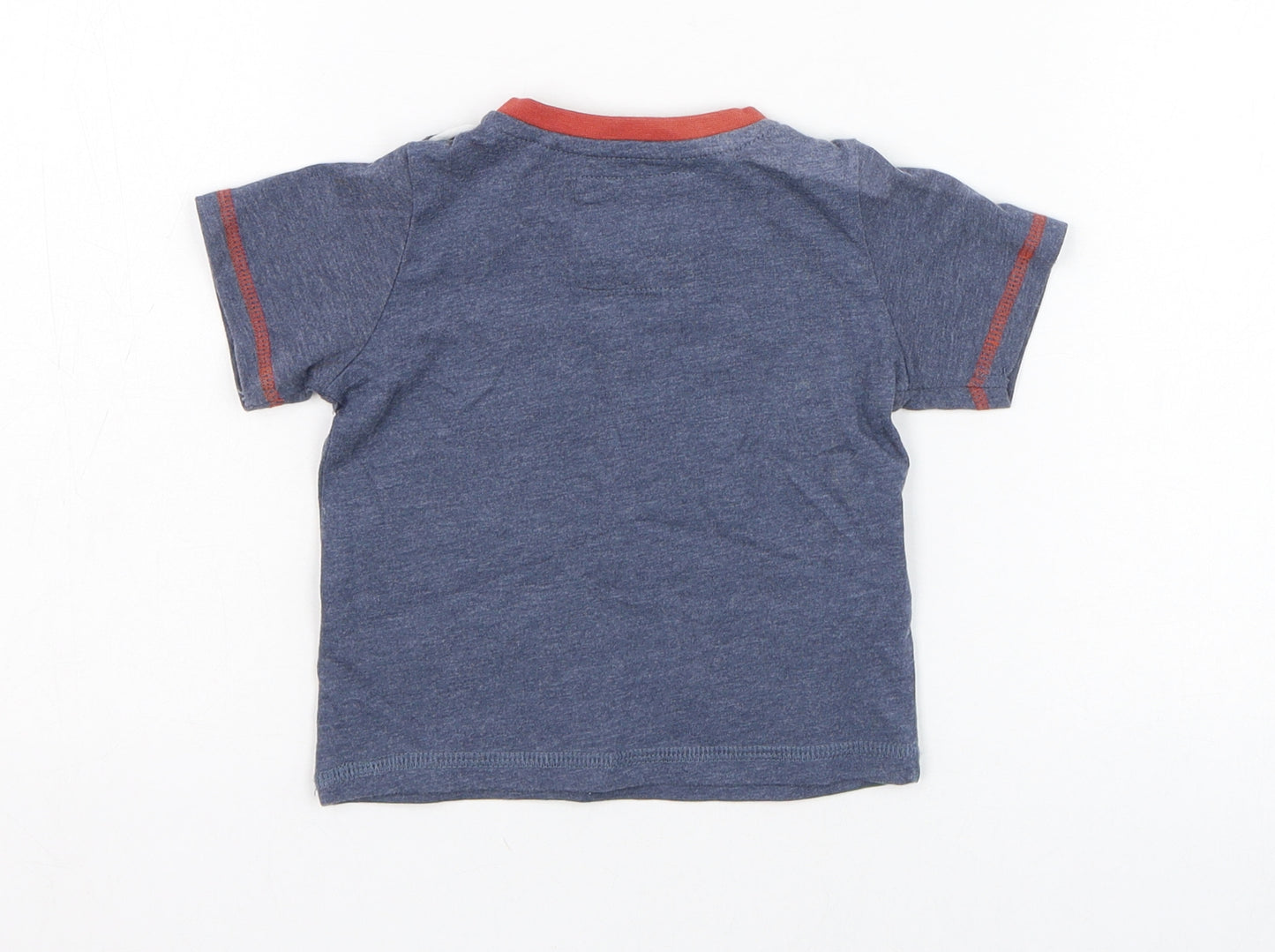 TU Boys Blue Striped Camel Basic T-Shirt Size 3-6 Months Round Neck Pullover - Lion, Tiger