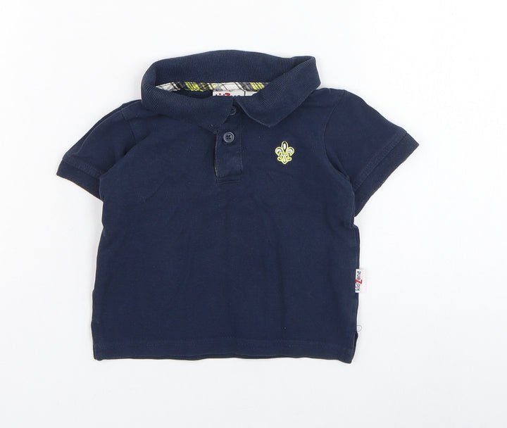 Kidzone Boys Blue Cotton Basic Polo Size 12 Months Collared Button