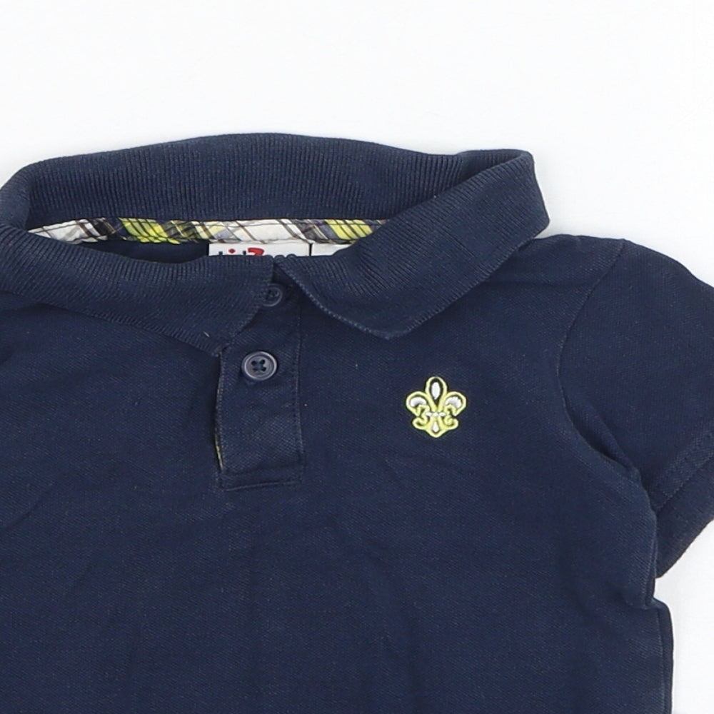Kidzone Boys Blue  Cotton Basic Polo Size 12 Months Collared Button