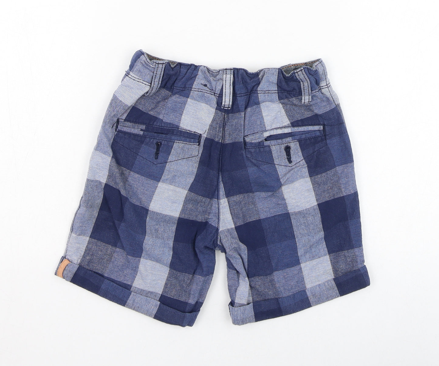 George Boys Blue Check Cotton Bermuda Shorts Size 6-7 Years  Regular Zip