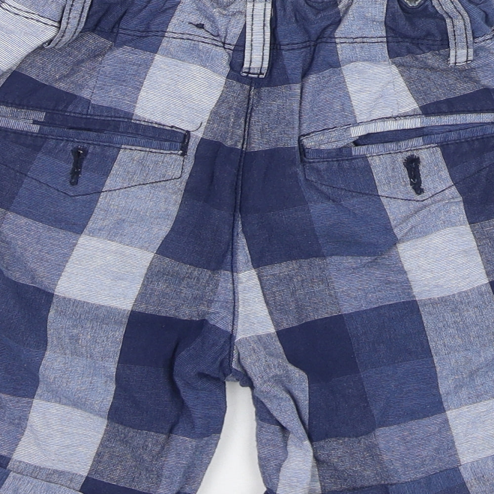 George Boys Blue Check Cotton Bermuda Shorts Size 6-7 Years  Regular Zip