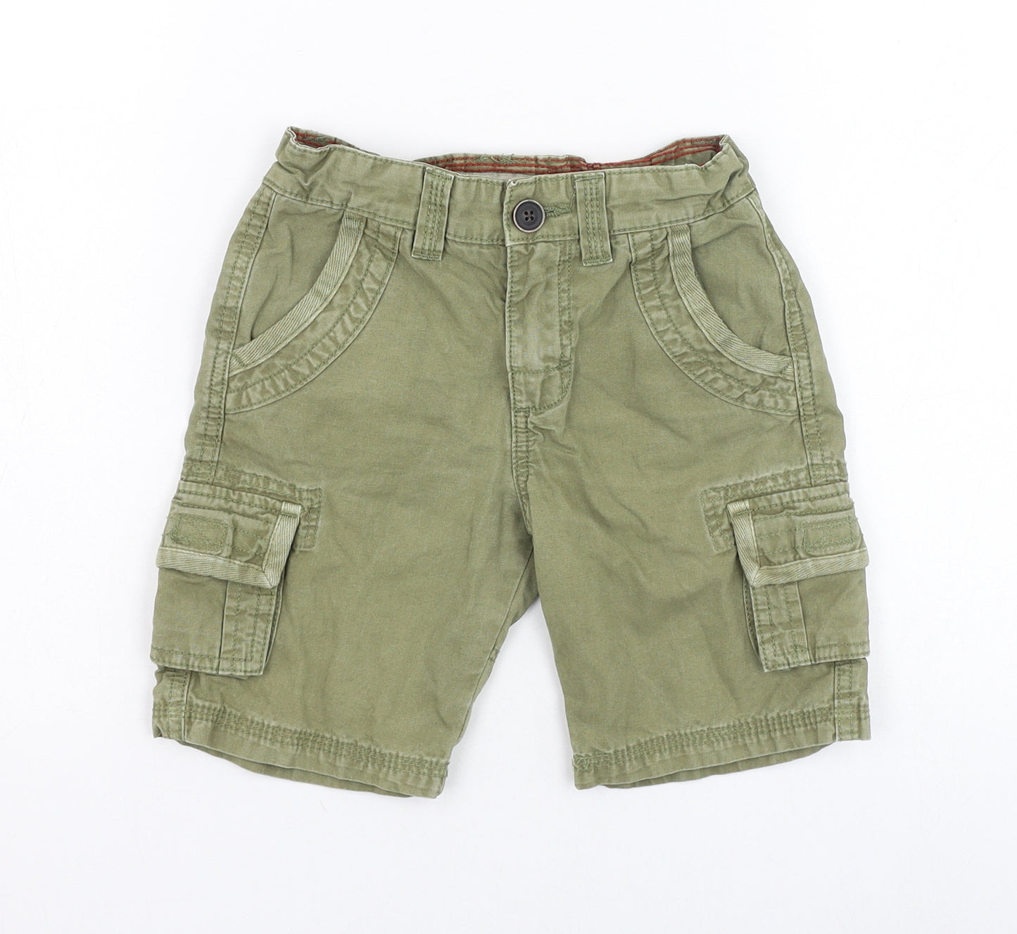 Primark Boys Green  Cotton Cargo Shorts Size 4-5 Years  Regular Zip