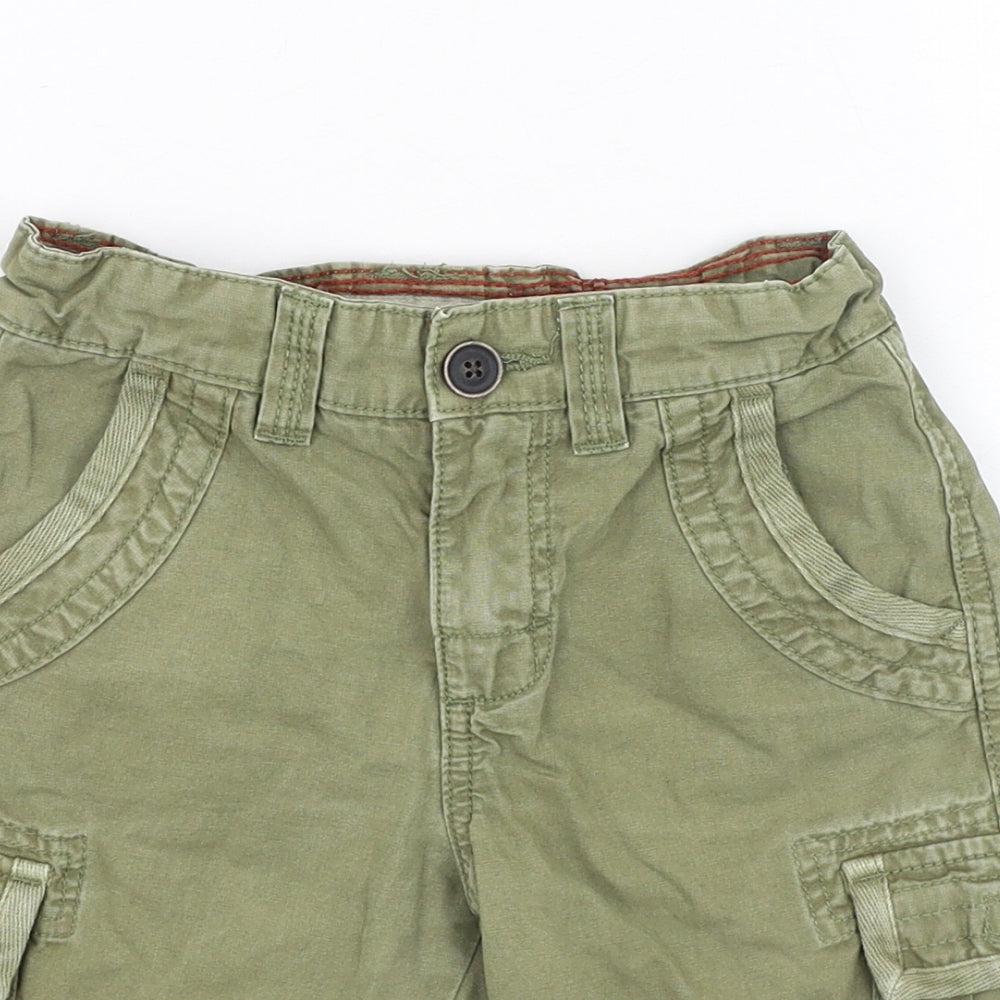 Primark Boys Green  Cotton Cargo Shorts Size 4-5 Years  Regular Zip