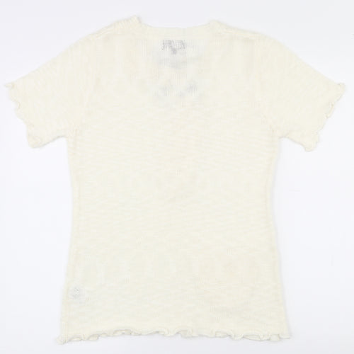 Casamia Womens Ivory Round Neck  Acrylic Pullover Jumper Size S