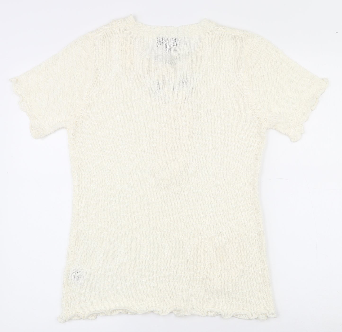 Casamia Womens Ivory Round Neck  Acrylic Pullover Jumper Size S