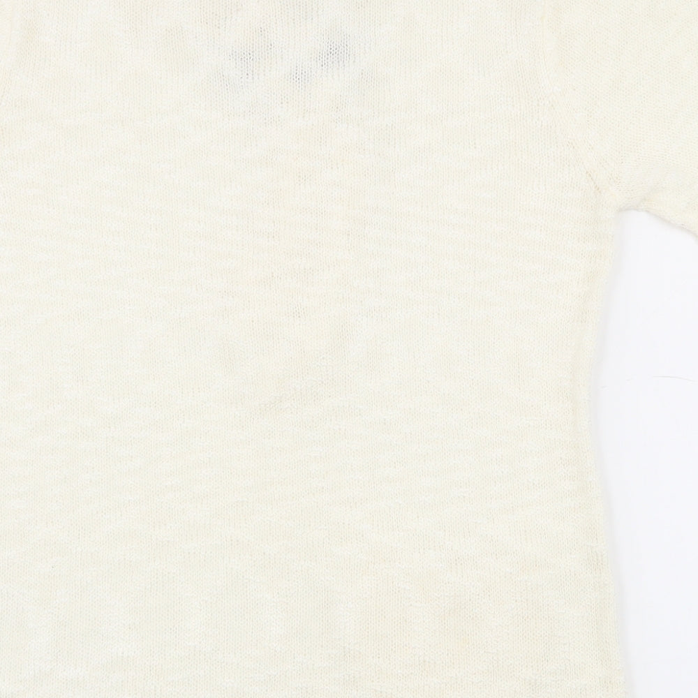 Casamia Womens Ivory Round Neck  Acrylic Pullover Jumper Size S