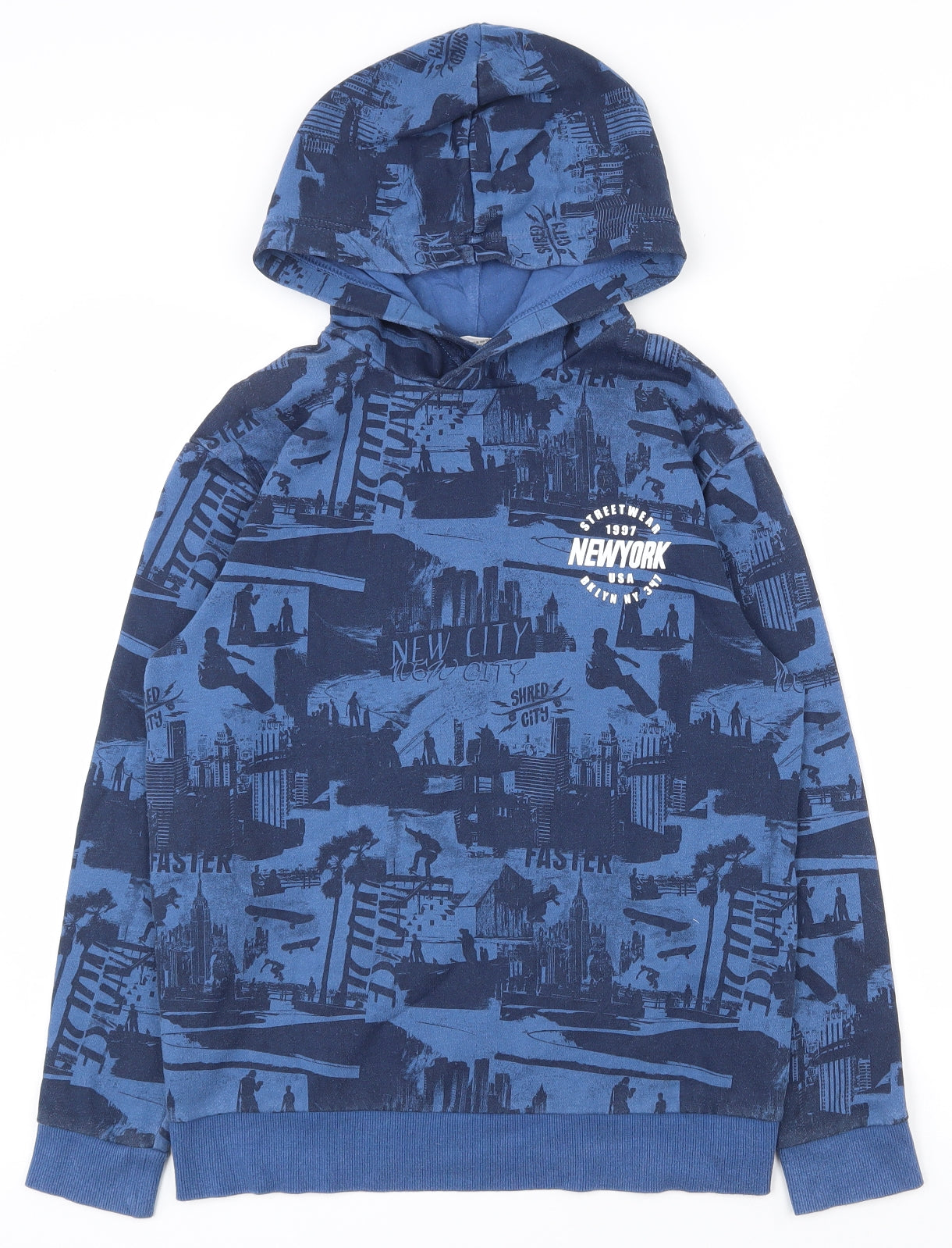 H&M Boys Blue  Cotton Pullover Hoodie Size 11-12 Years  Pullover
