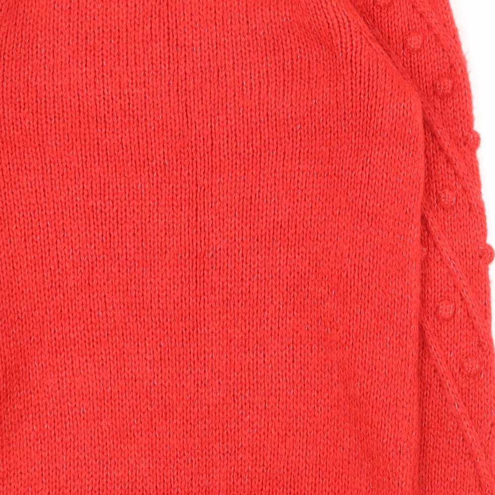 TU Womens Red Round Neck  Acrylic Pullover Jumper Size 10