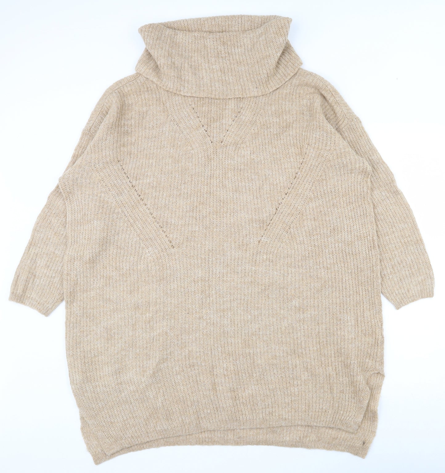 TU Womens Beige Roll Neck  Acrylic Pullover Jumper Size 22