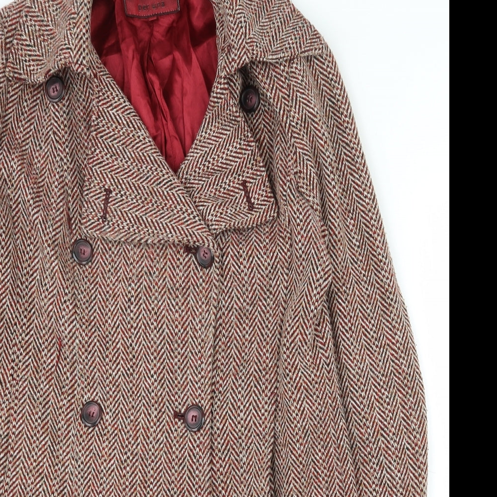 Per Una Womens Multicoloured Geometric  Pea Coat Coat Size 10  Button