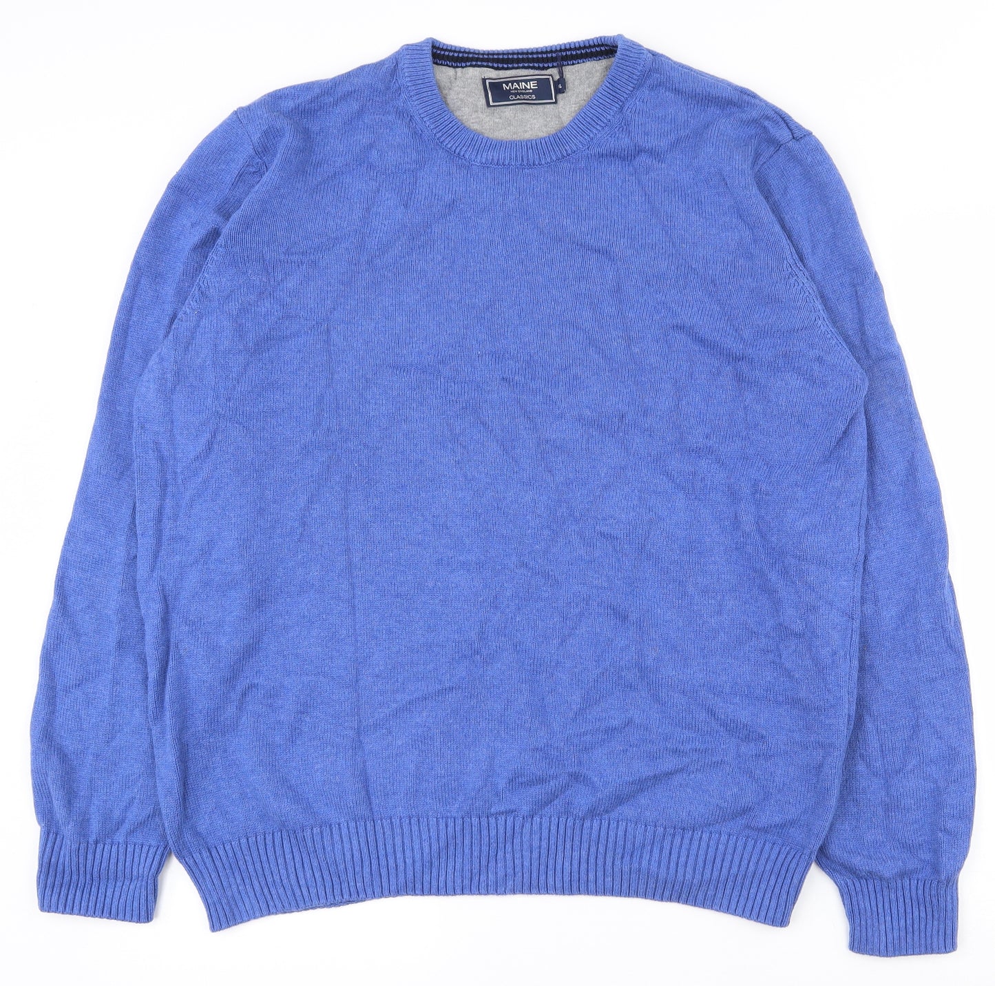 Maine New England Mens Blue Roll Neck  Cotton Pullover Jumper Size XL