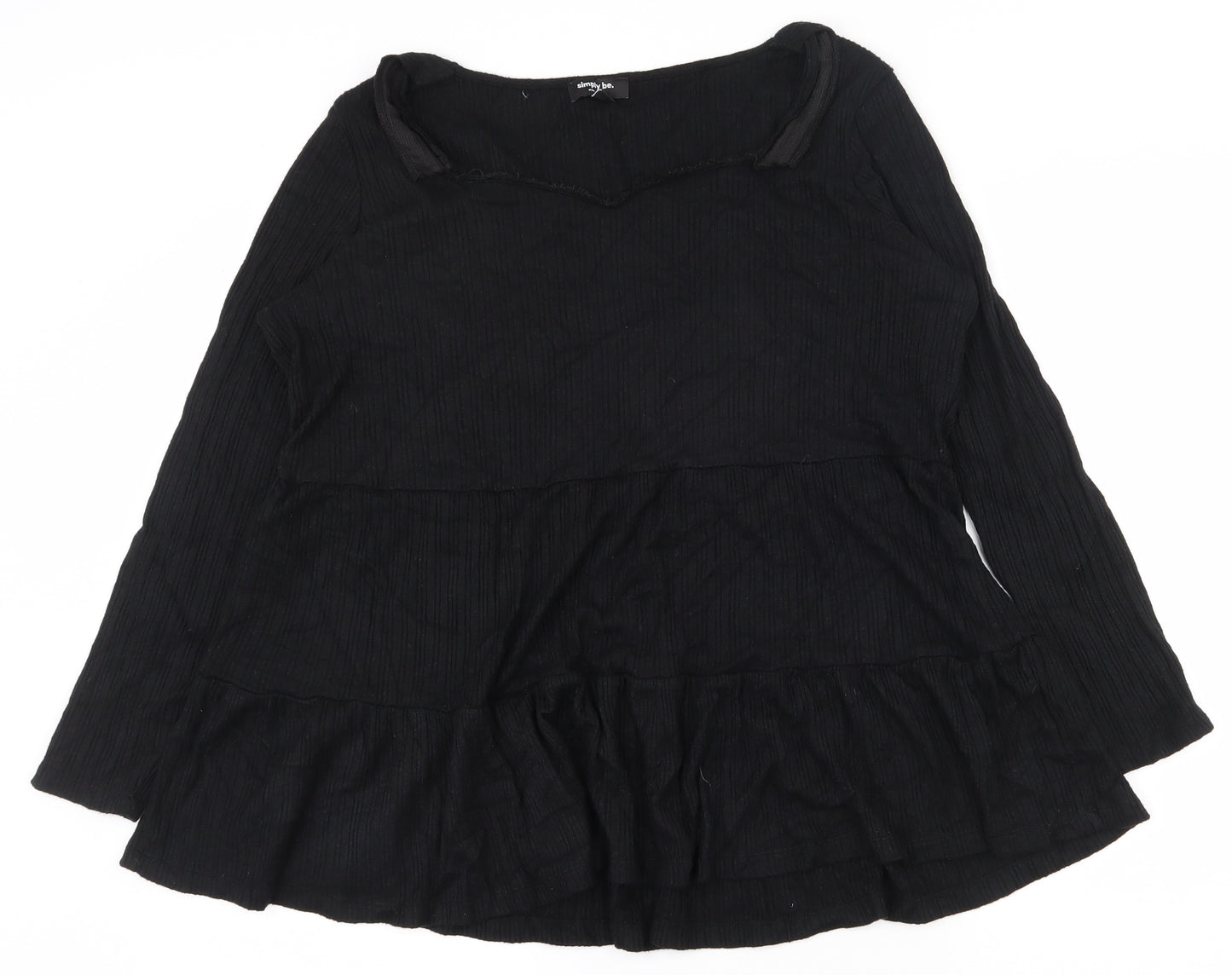 Simply Be Womens Black  Viscose Basic T-Shirt Size 18 V-Neck