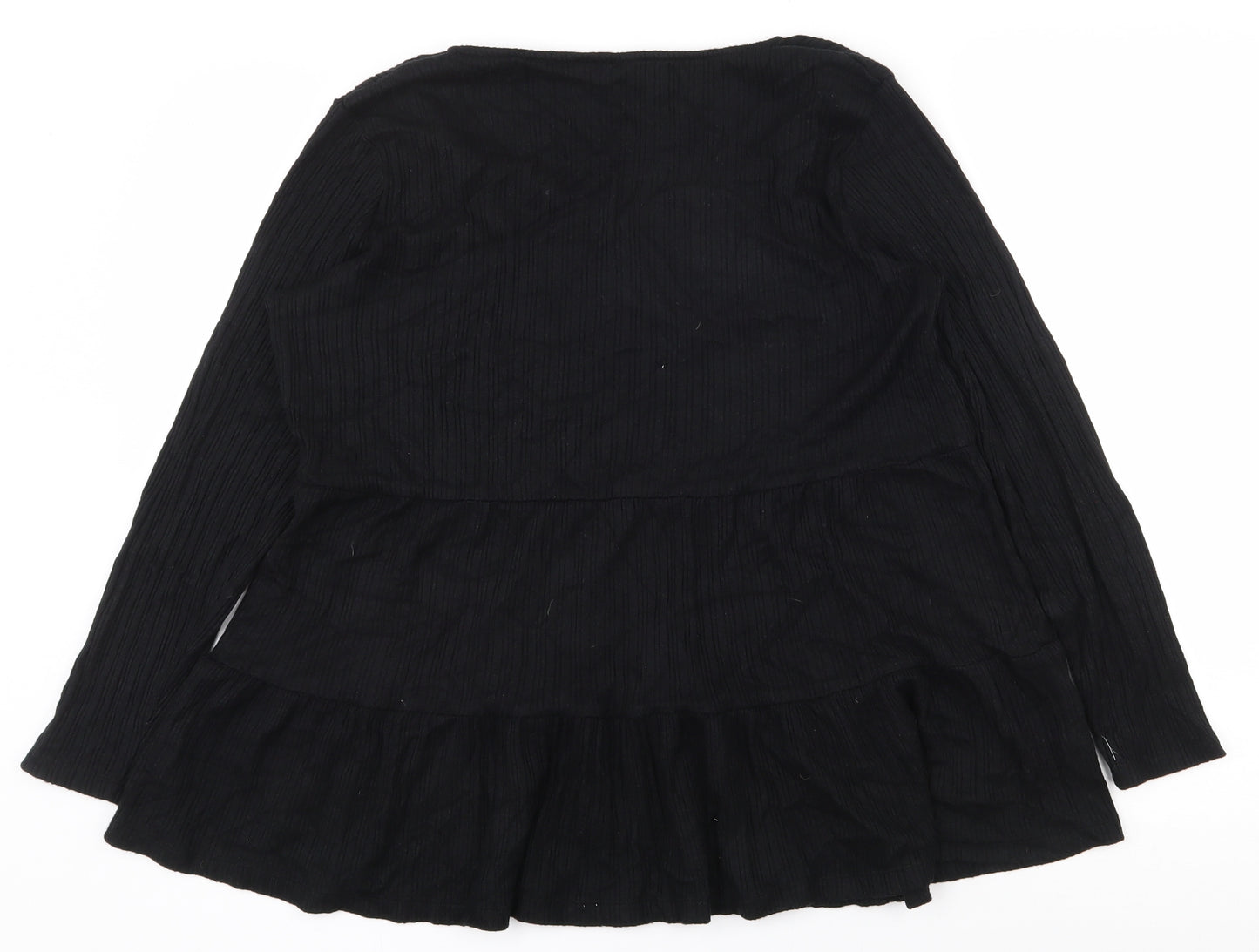 Simply Be Womens Black  Viscose Basic T-Shirt Size 18 V-Neck