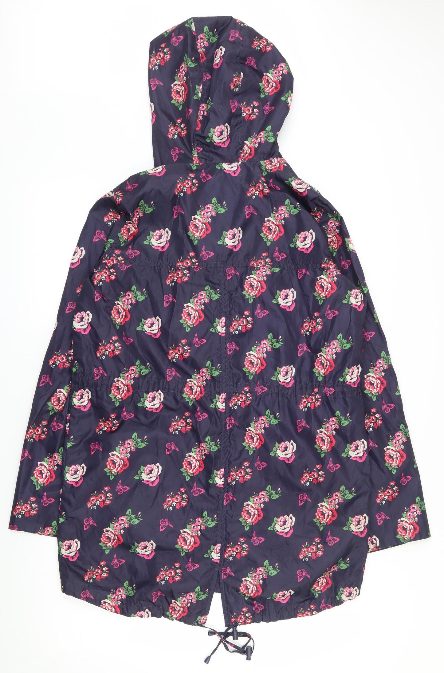 Red Herring Womens Blue Floral  Rain Coat Coat Size 10  Zip