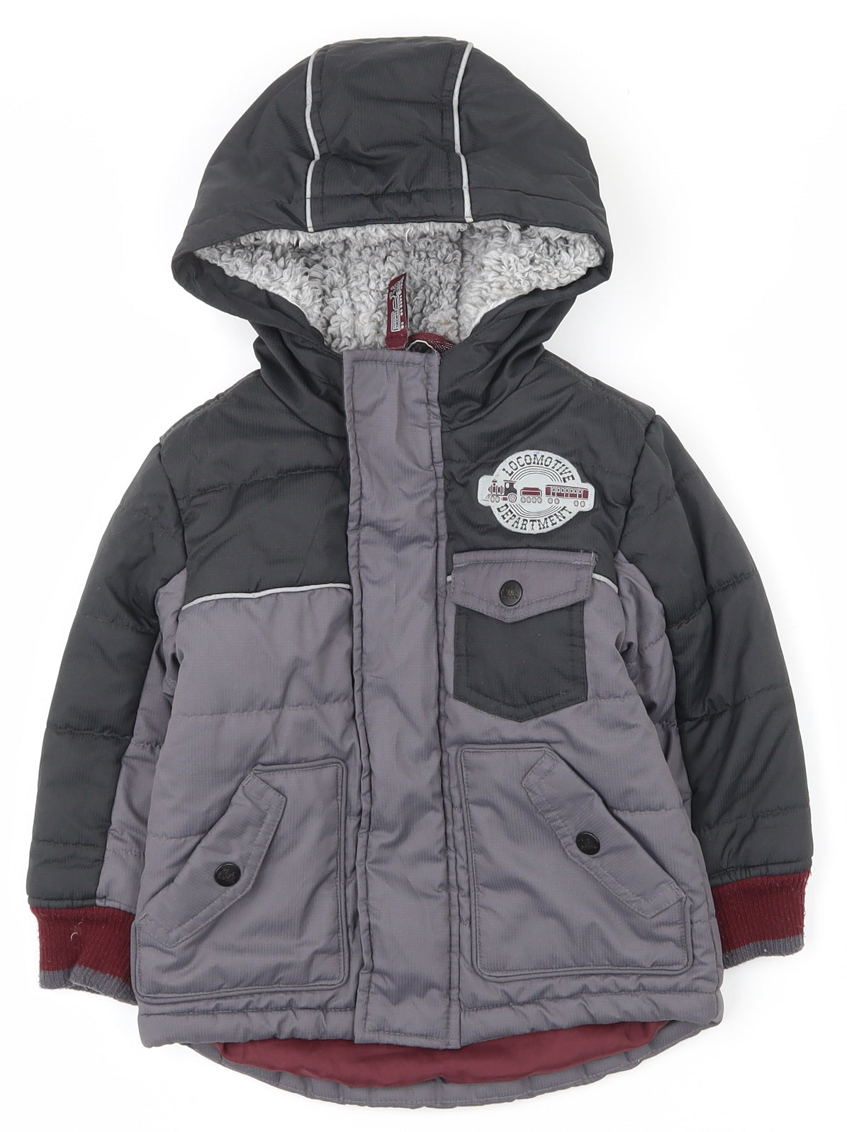 TU Boys Grey   Puffer Jacket Coat Size 12-18 Months   Zip