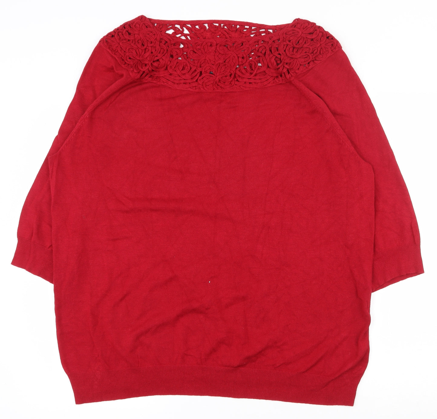 Evans Womens Red  Viscose Basic T-Shirt Size 22 Boat Neck - 22-24