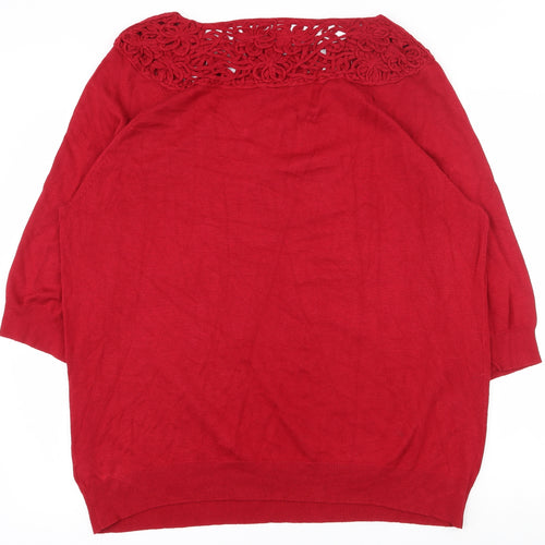 Evans Womens Red  Viscose Basic T-Shirt Size 22 Boat Neck - 22-24