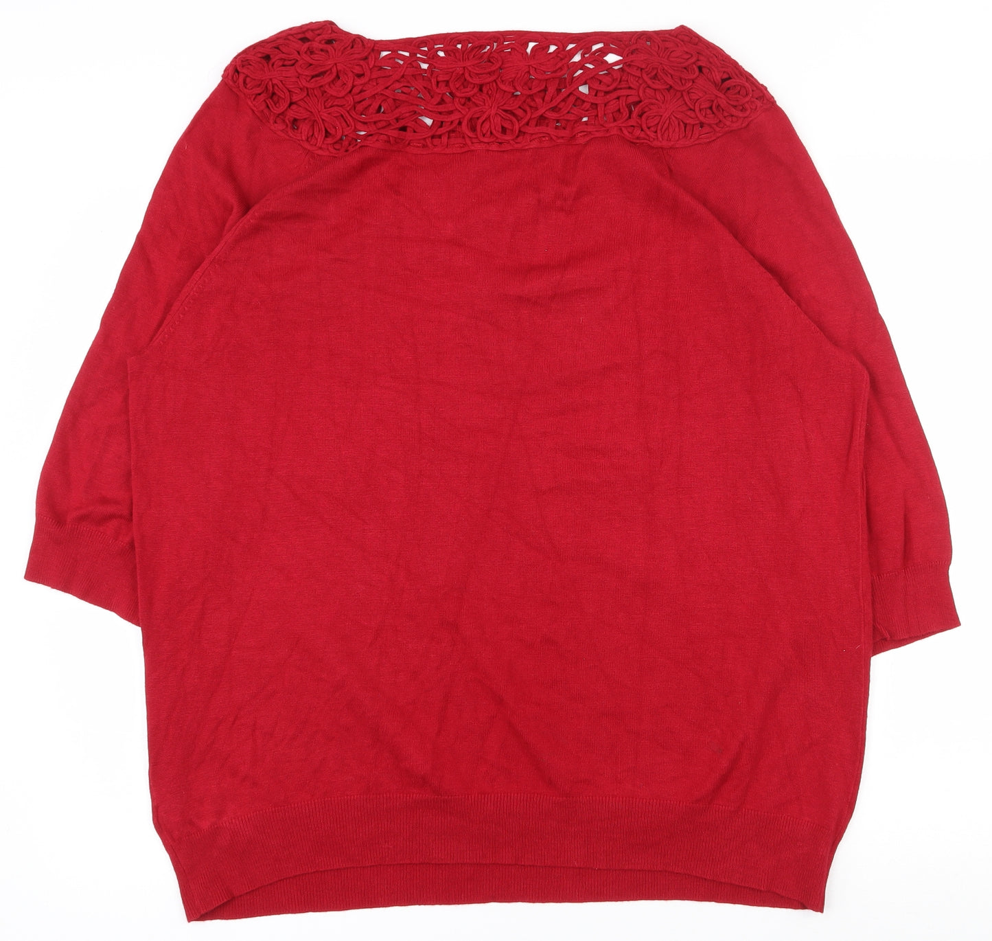 Evans Womens Red  Viscose Basic T-Shirt Size 22 Boat Neck - 22-24
