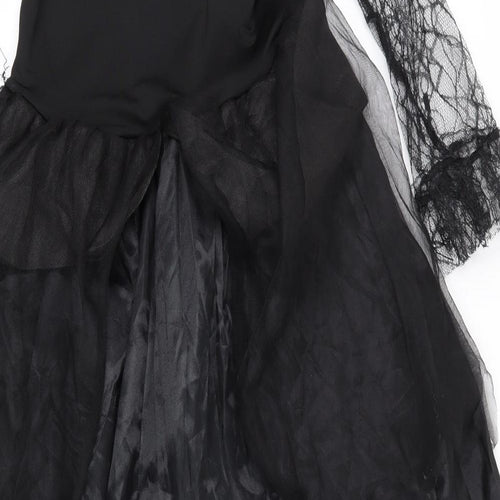 Wicked Costumes Girls Black  100% Polyester Fit & Flare  Size 8 Years  Square Neck Pullover - 8-10y Witch Halloween fancy dress costume, wire frame at bottom