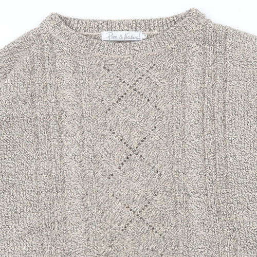 Pure and Natural Mens Beige Crew Neck  Acrylic Pullover Jumper Size M