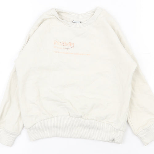 TU Girls White  Cotton Pullover Sweatshirt Size 5 Years  Pullover
