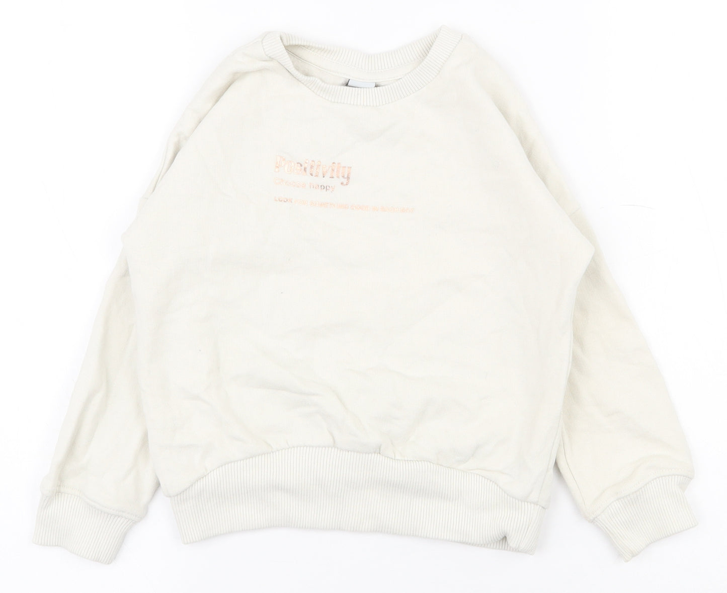 TU Girls White  Cotton Pullover Sweatshirt Size 5 Years  Pullover