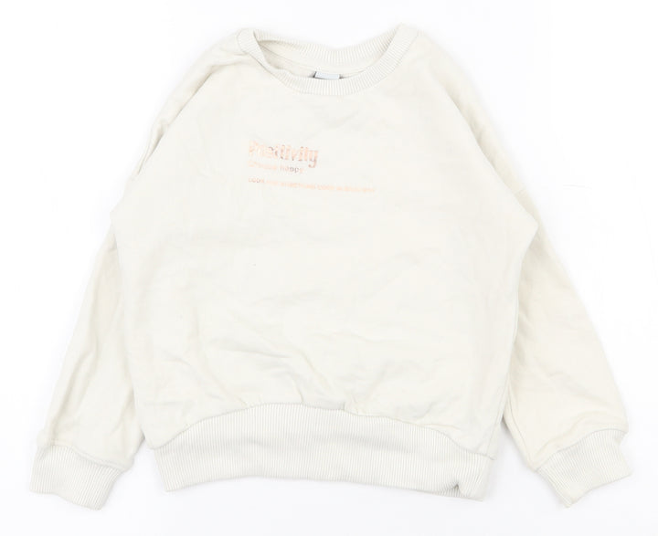TU Girls White  Cotton Pullover Sweatshirt Size 5 Years  Pullover
