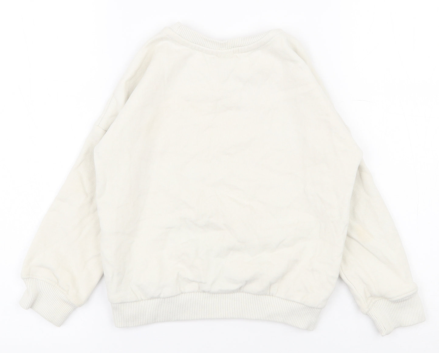 TU Girls White  Cotton Pullover Sweatshirt Size 5 Years  Pullover