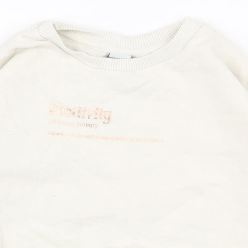 TU Girls White  Cotton Pullover Sweatshirt Size 5 Years  Pullover