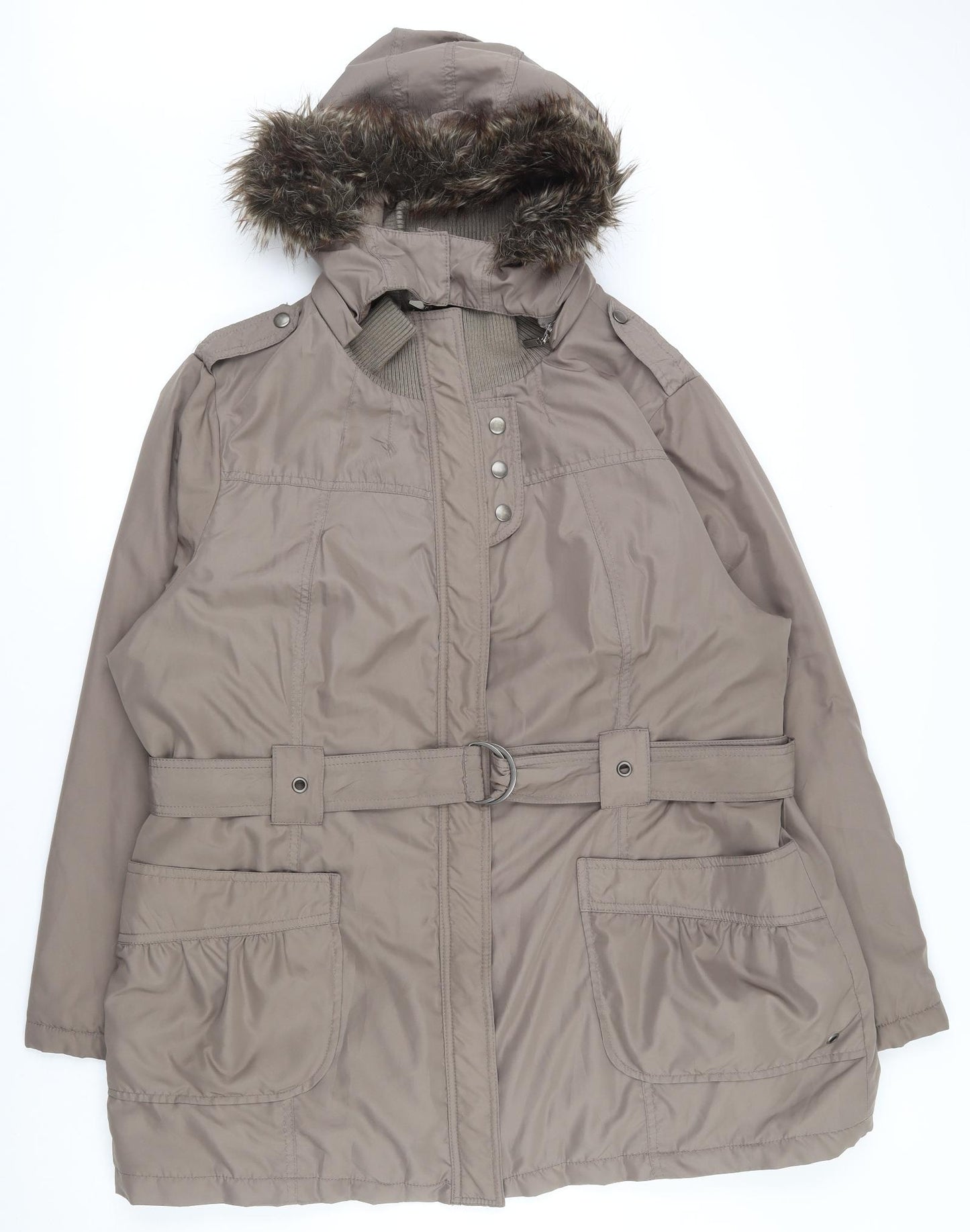 Debenhams Womens Brown   Parka Coat Size 22  Zip