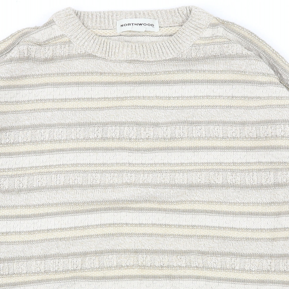 northwood Mens Beige Crew Neck  Acrylic Pullover Jumper Size XL