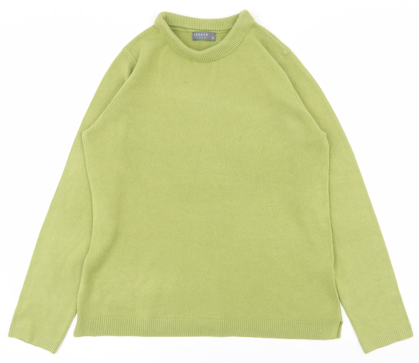 Papaya Womens Green Crew Neck  Acrylic Pullover Jumper Size 14
