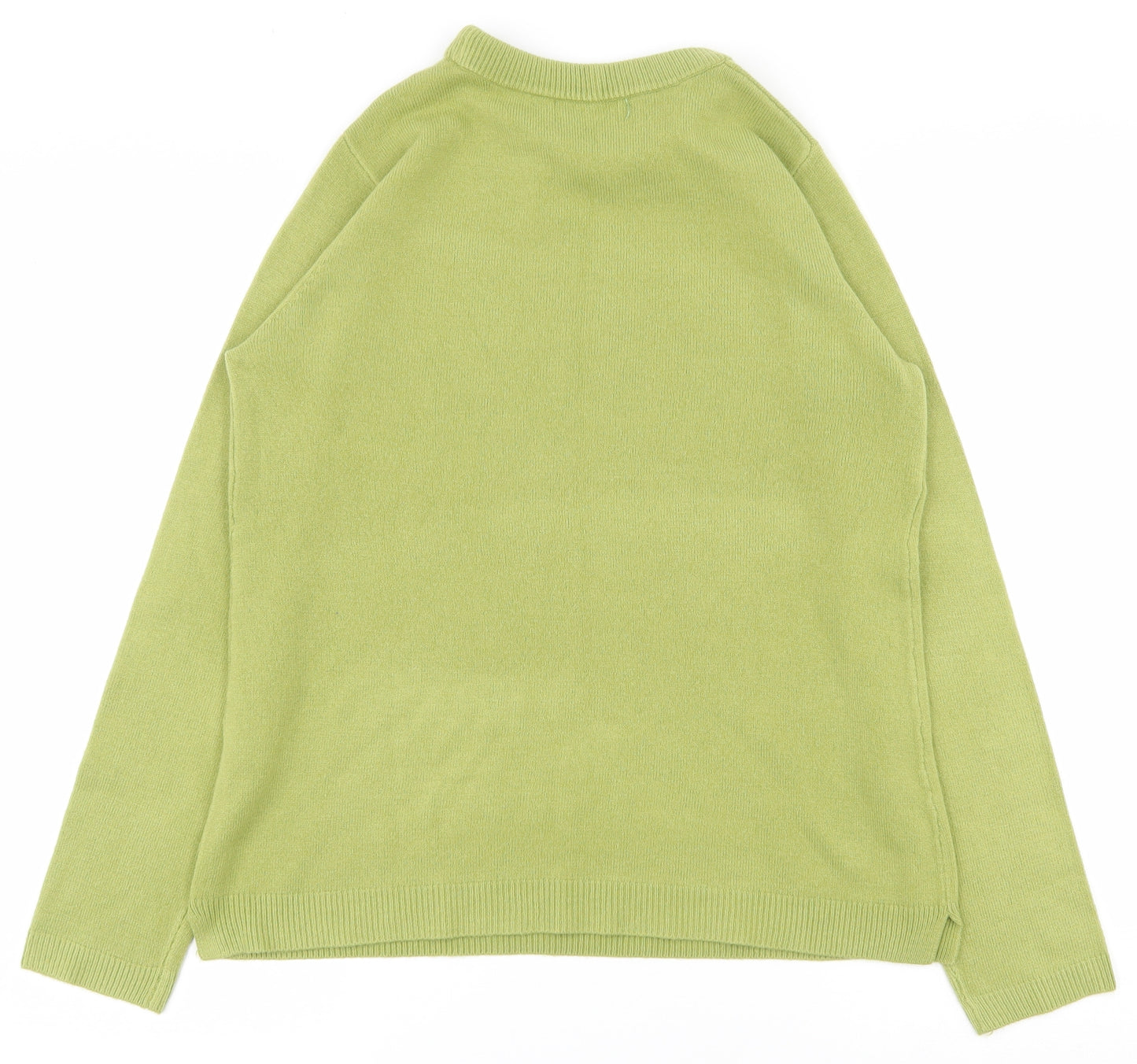 Papaya Womens Green Crew Neck  Acrylic Pullover Jumper Size 14