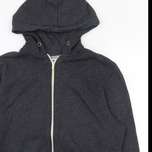 Topman Mens Grey  Cotton Full Zip Hoodie Size L