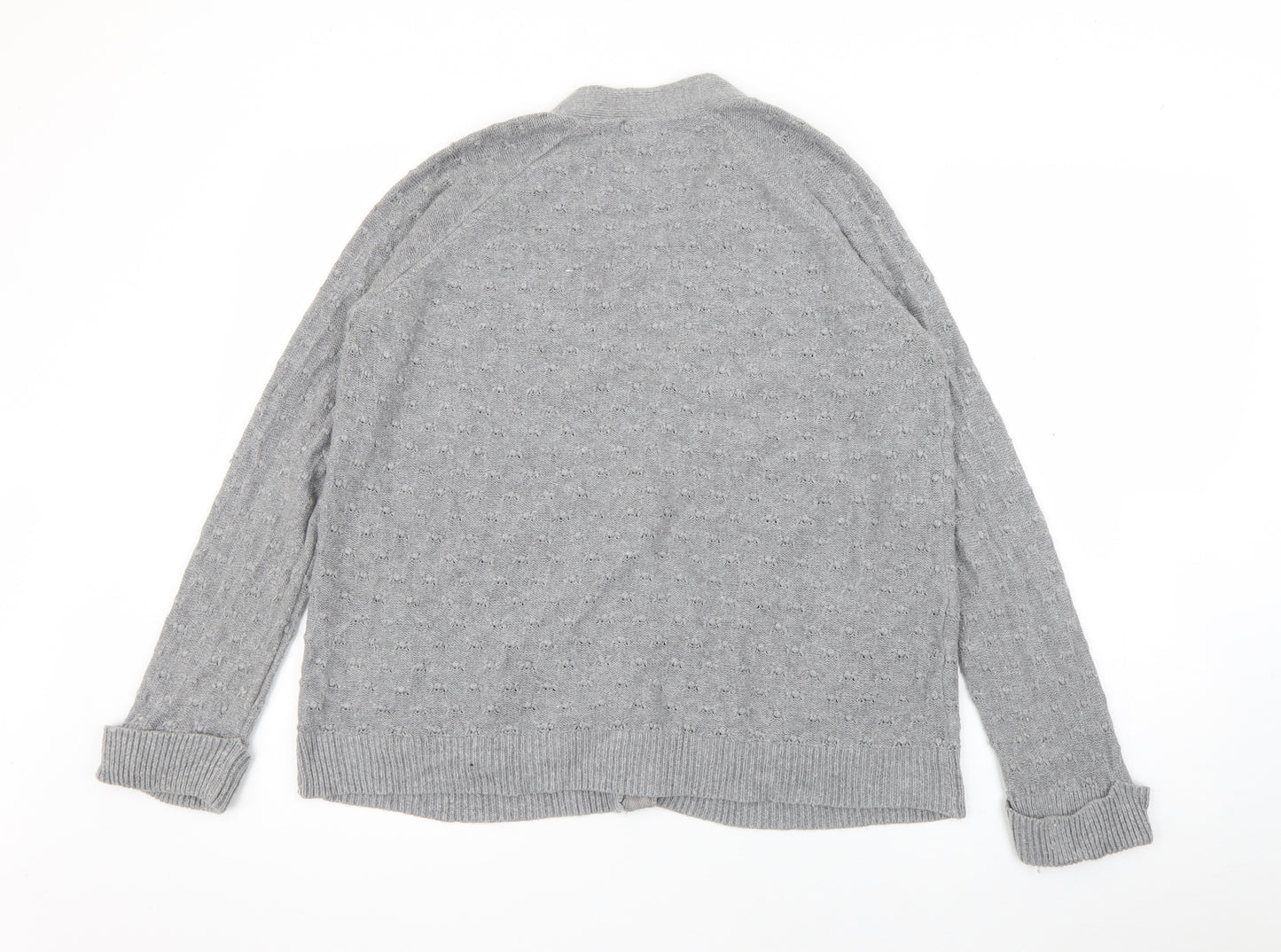 Topshop Womens Grey V-Neck  Cotton Cardigan Jumper Size 10