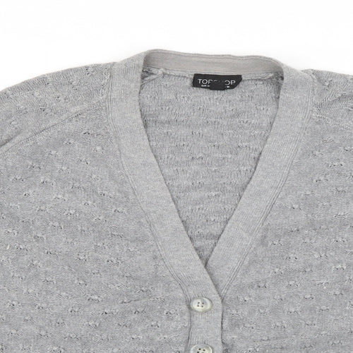 Topshop Womens Grey V-Neck  Cotton Cardigan Jumper Size 10
