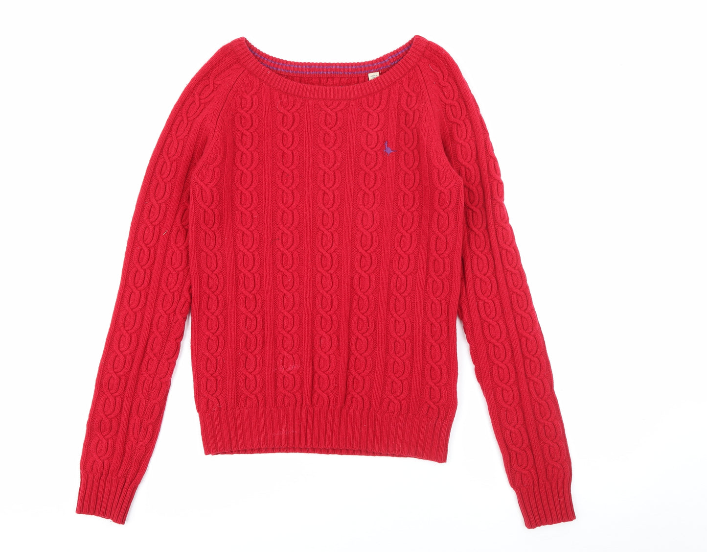 Jack Wills Womens Red Boat Neck  Wool Pullover Jumper Size 10