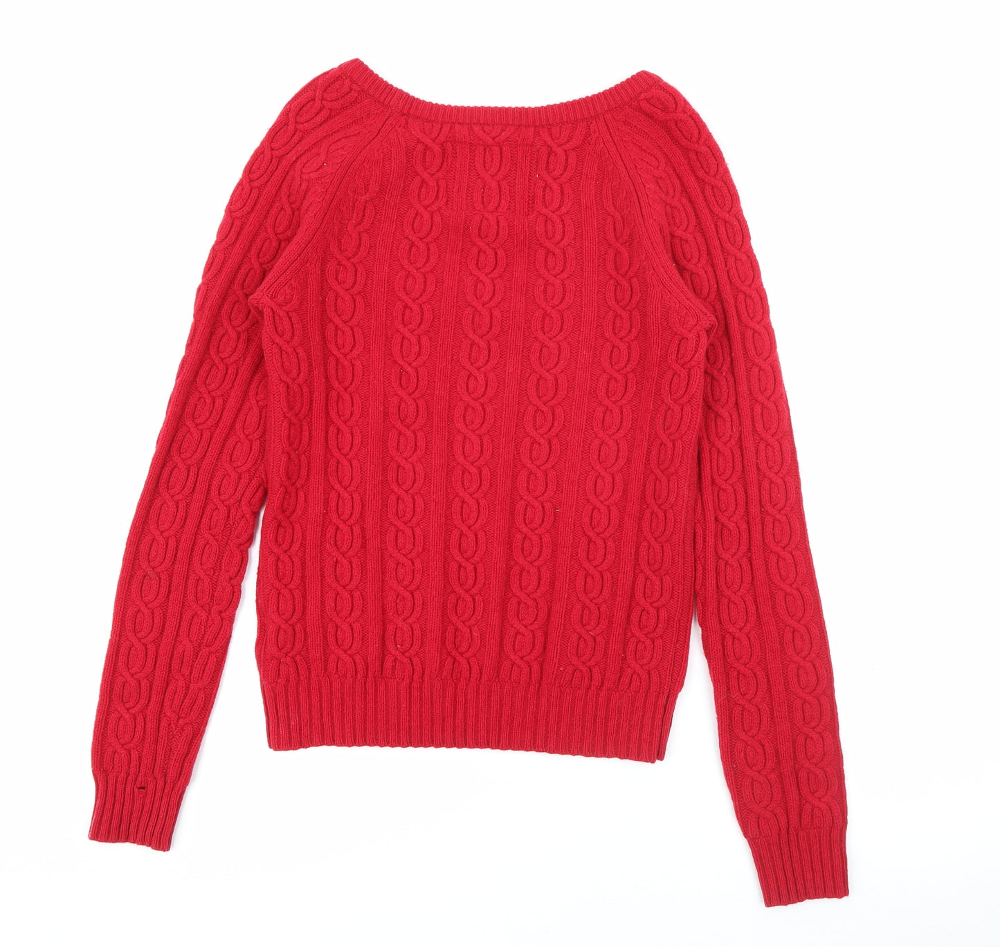 Jack Wills Womens Red Boat Neck  Wool Pullover Jumper Size 10