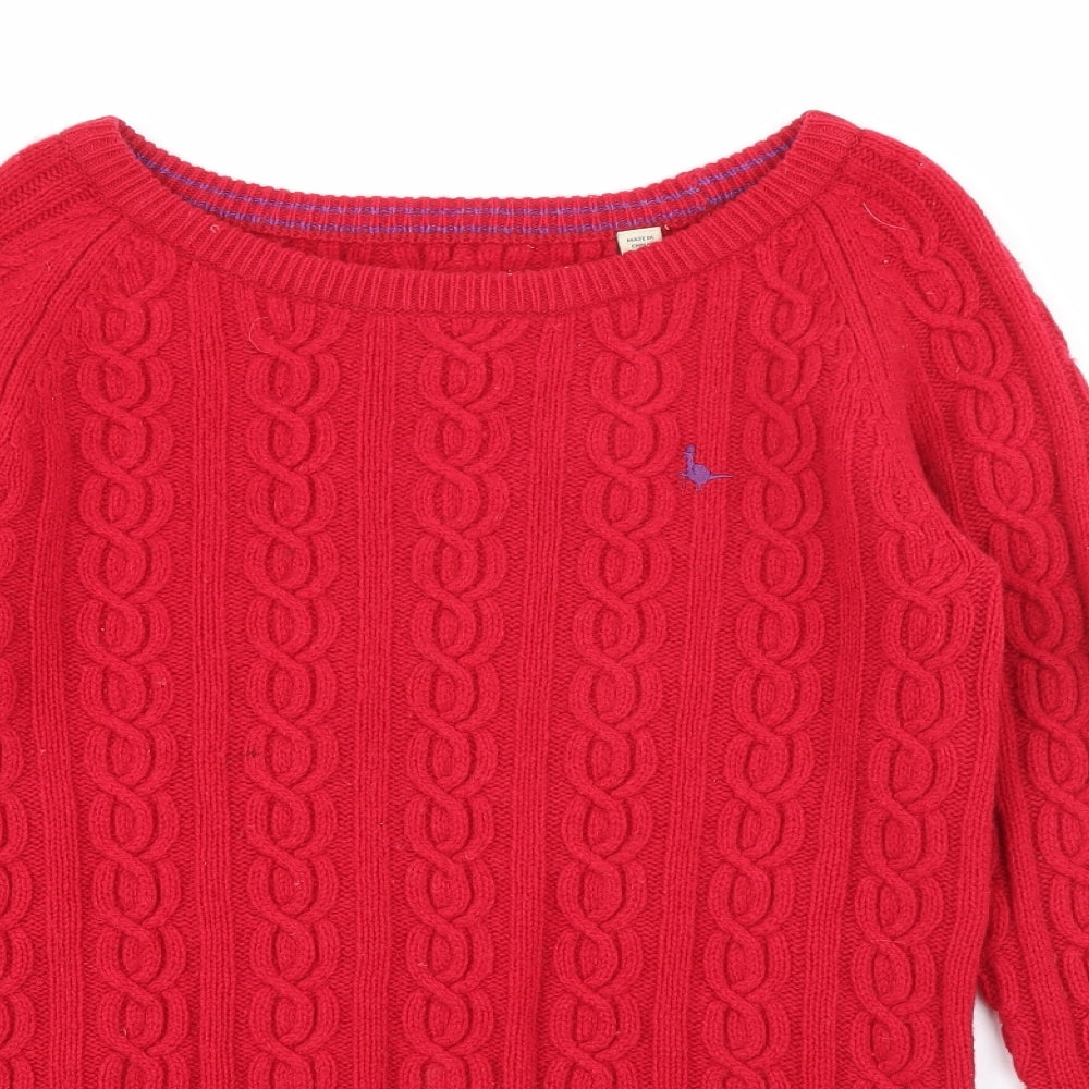 Jack Wills Womens Red Boat Neck  Wool Pullover Jumper Size 10