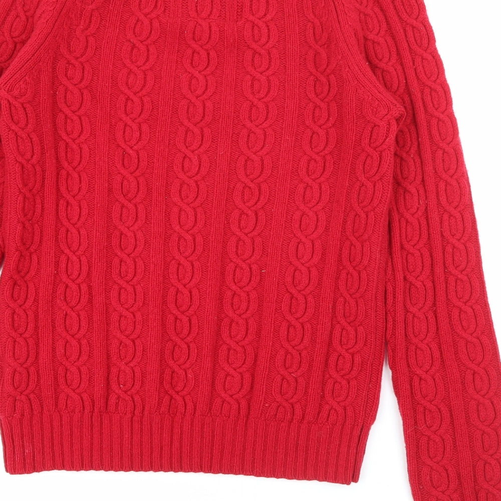 Jack Wills Womens Red Boat Neck  Wool Pullover Jumper Size 10