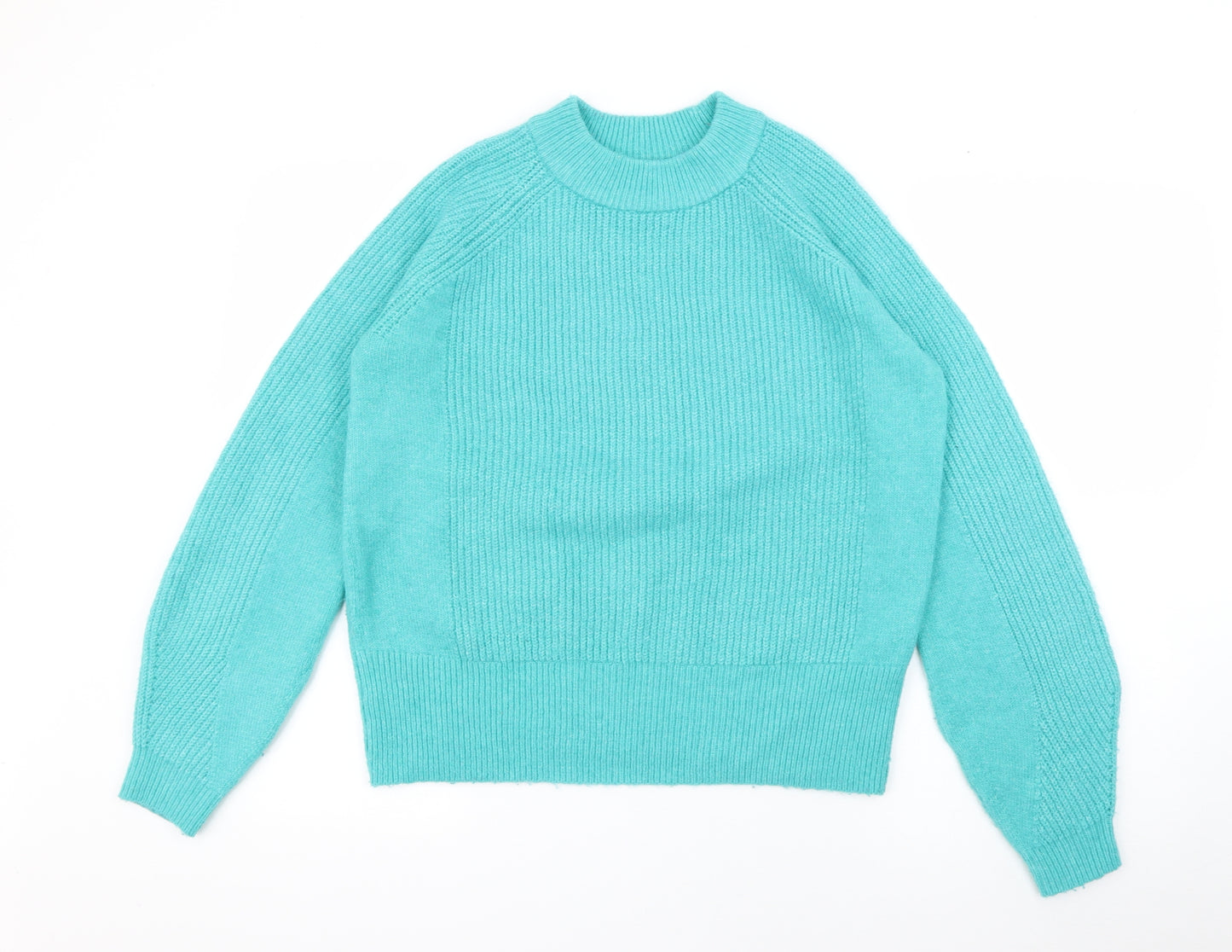 Marks and Spencer Womens Blue High Neck  Acrylic Pullover Jumper Size S