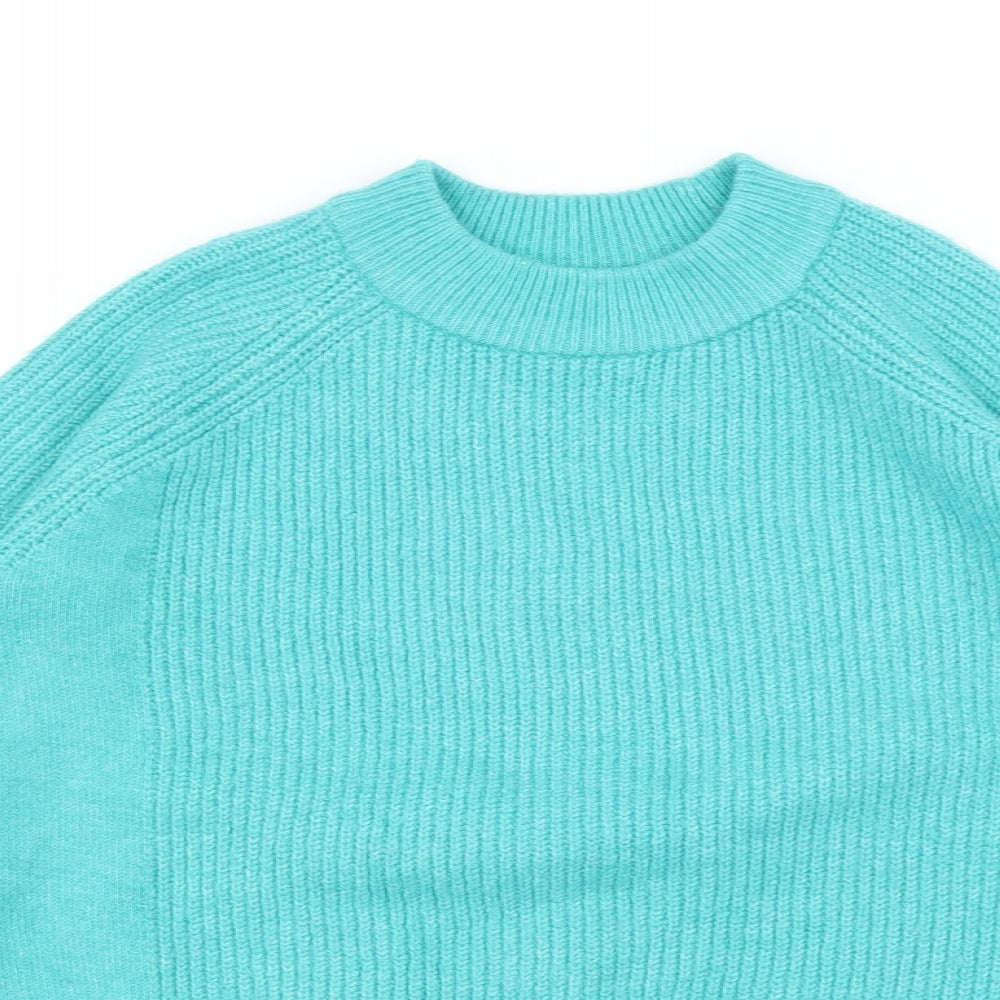 Marks and Spencer Womens Blue High Neck  Acrylic Pullover Jumper Size S
