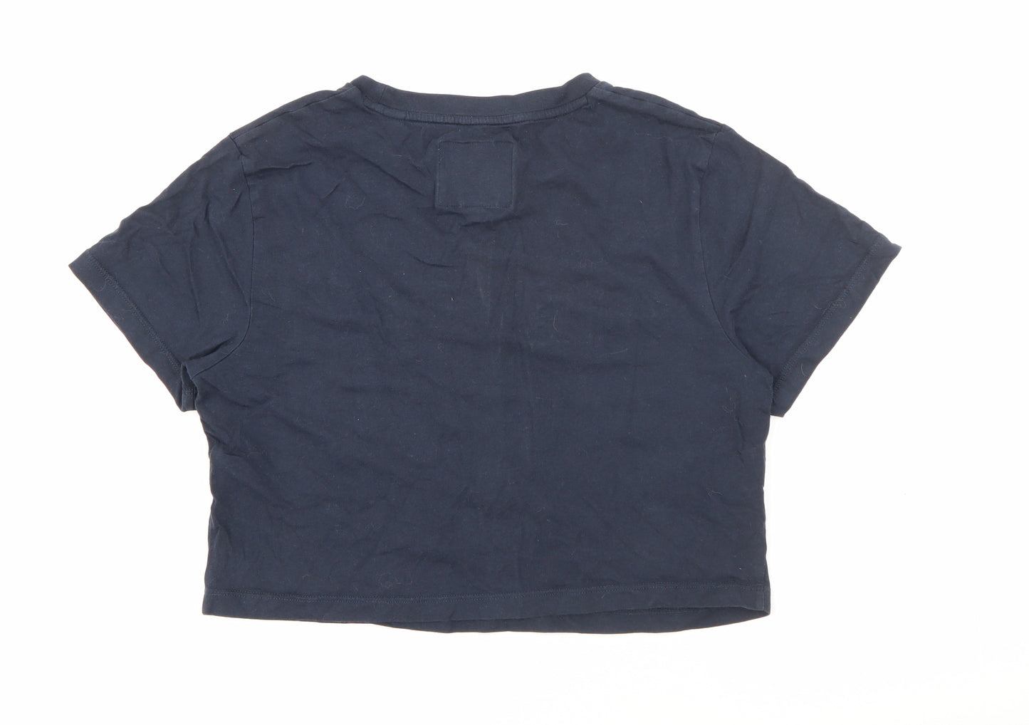 Jack Wills Womens Blue  Cotton Cropped T-Shirt Size 14 Crew Neck