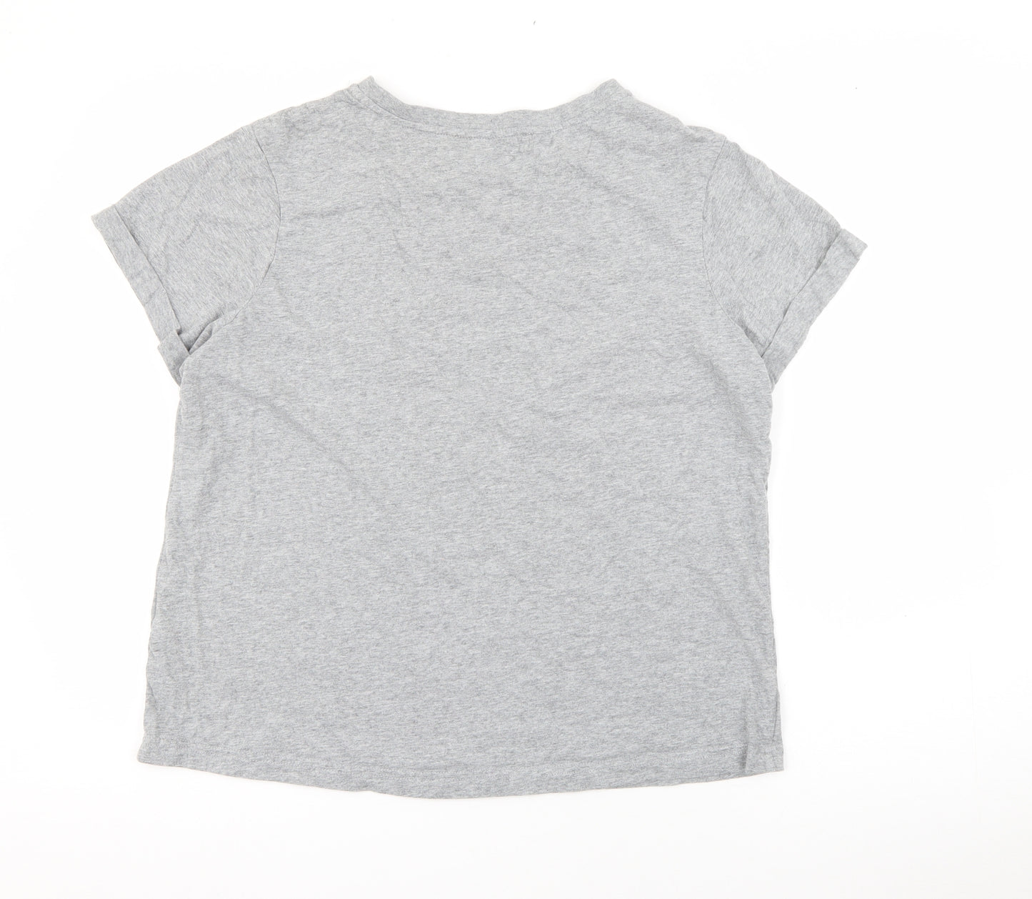 Very Womens Grey  Cotton Basic T-Shirt Size 12 Crew Neck - Mayfair London