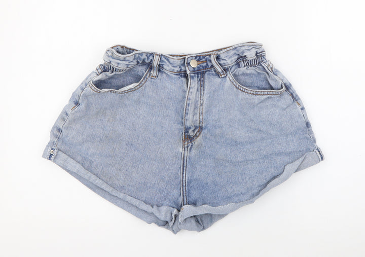 SheIn Womens Blue Cotton Hot Pants Shorts Size M Regular Button