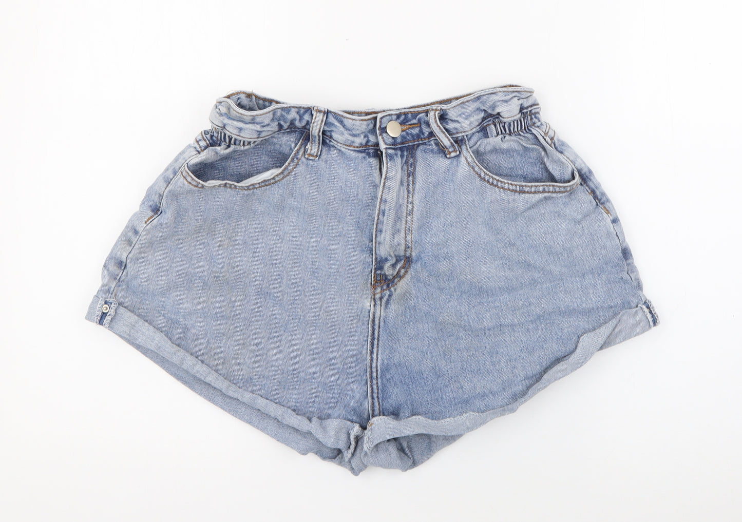SheIn Womens Blue  Cotton Hot Pants Shorts Size M  Regular Button