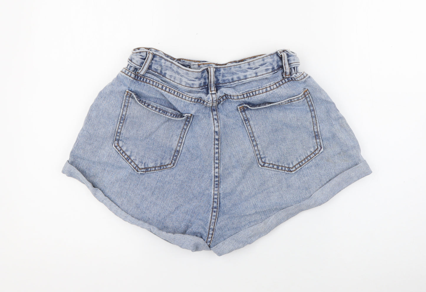 SheIn Womens Blue  Cotton Hot Pants Shorts Size M  Regular Button