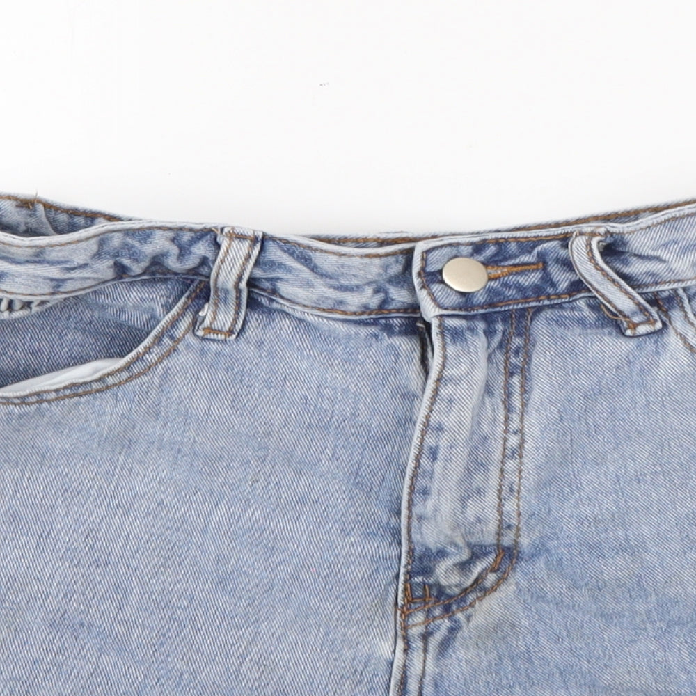 SheIn Womens Blue  Cotton Hot Pants Shorts Size M  Regular Button