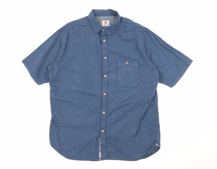 One Valley Mens Blue Geometric Cotton  Button-Up Size M Collared Button